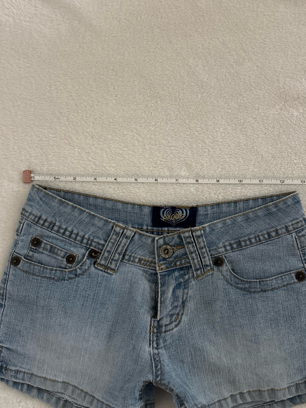 2000s y2k Angels Jeans Light Blue Denim Low-Rise Shorts size 3 - Picture 3 of 6